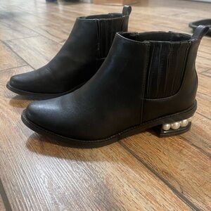 Catherine Malandrino Black Ankle Boots with Pearl Accent